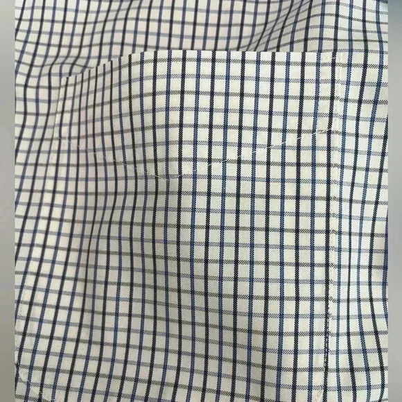 [17]LL Bean Blue Mini Check Oxford  Wrinkle Resistant Dress Shirt - Picture 4 of 10